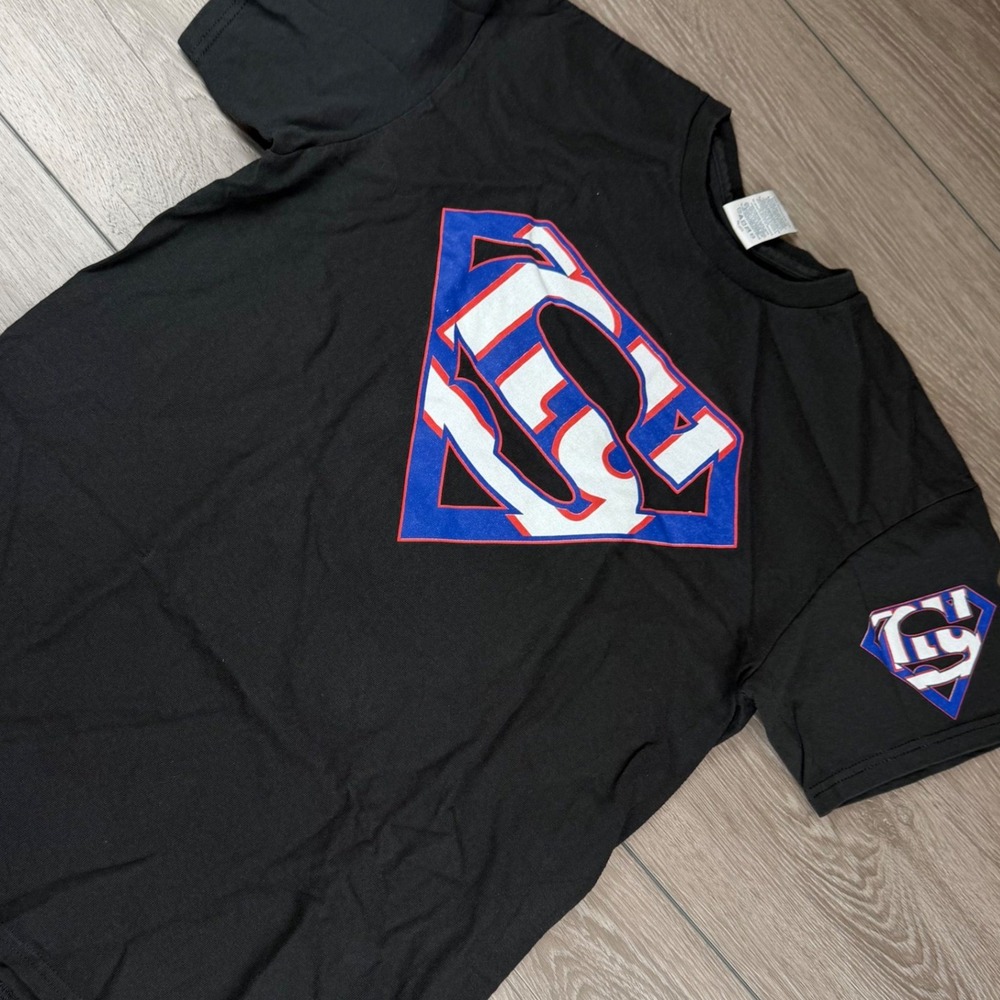 Delta Pro Weight Mens T-Shirt NFL NY Giants Superman Logo Black Medium
